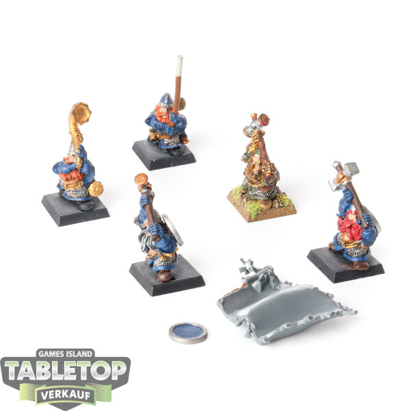 Dwarfen Mountain Holds - 5x Dwarf Hammerers klassisch - teilweise bemalt