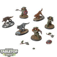 Space Wolves - 3 x Wolf Guard Headtakers - bemalt