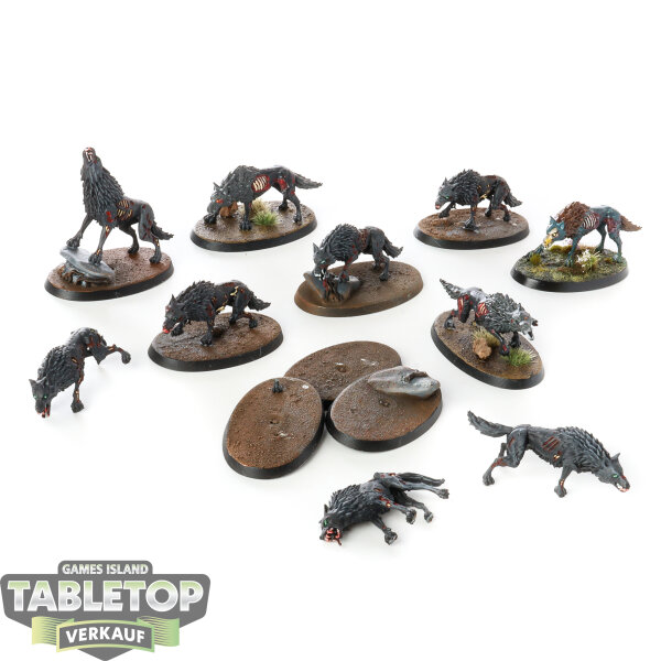 Soulblight Gravelords - 10 Dire Wolves - bemalt