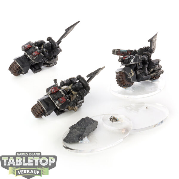 Dark Angels - 3x Ravenwing Bike Squadron - teilweise bemalt