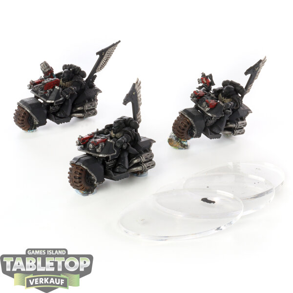 Dark Angels - 3x Ravenwing Bike Squadron - teilweise bemalt