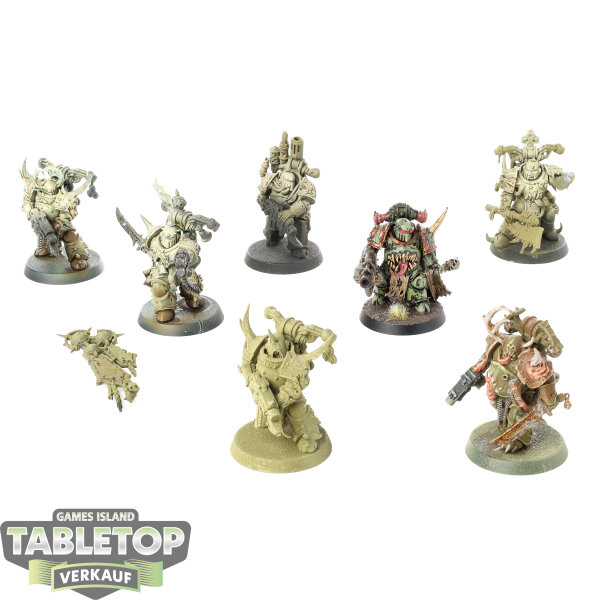 Death Guard - 7 Plague Marines - teilweise bemalt