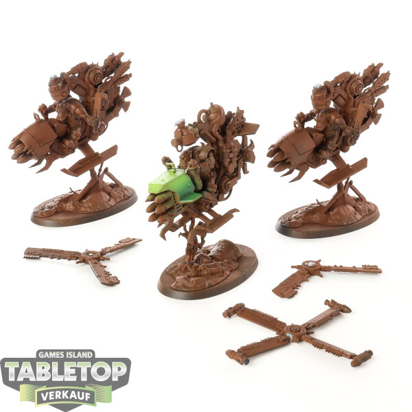 Orks - 3x Deffkoptas - teilweise bemalt