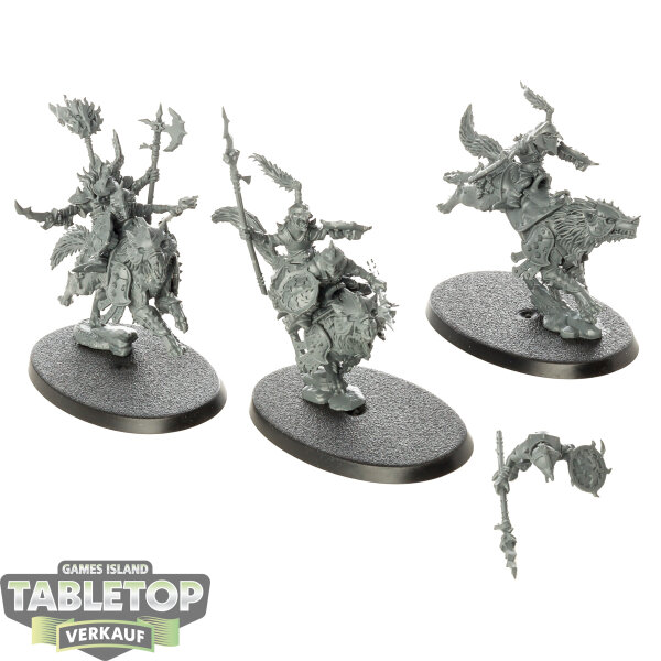 Gloomspite Gitz - 3x Snarlpack Cavalry - unbemalt