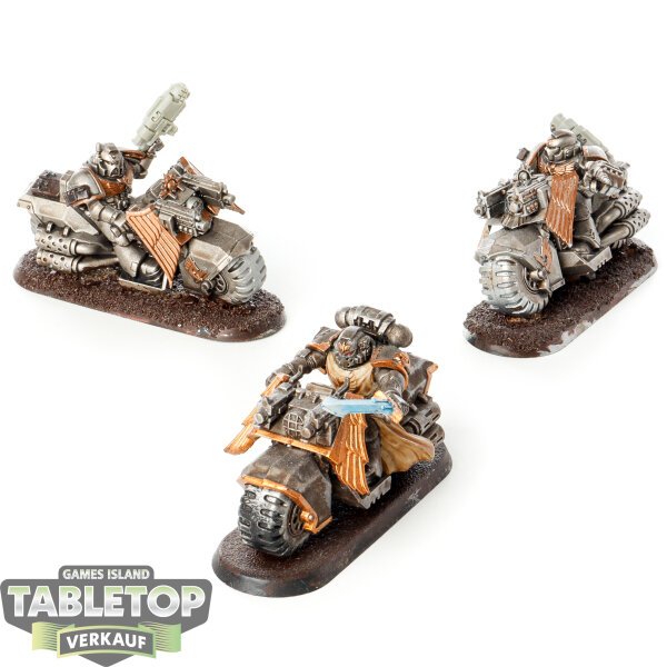 Dark Angels - 3x Ravenwing Bike Squadron - teilweise bemalt