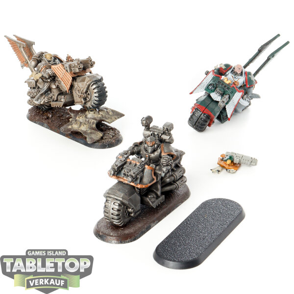 Dark Angels - 3x Ravenwing Bike Squadron - teilweise bemalt
