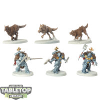 Space Wolves - 3 Wolf Guard Headtakers - teilweise bemalt