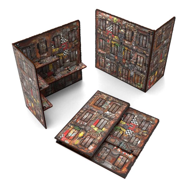 Green Stuff World - Pre-Painted Foldable Three-Story WTC Terrain Ruin - Orks