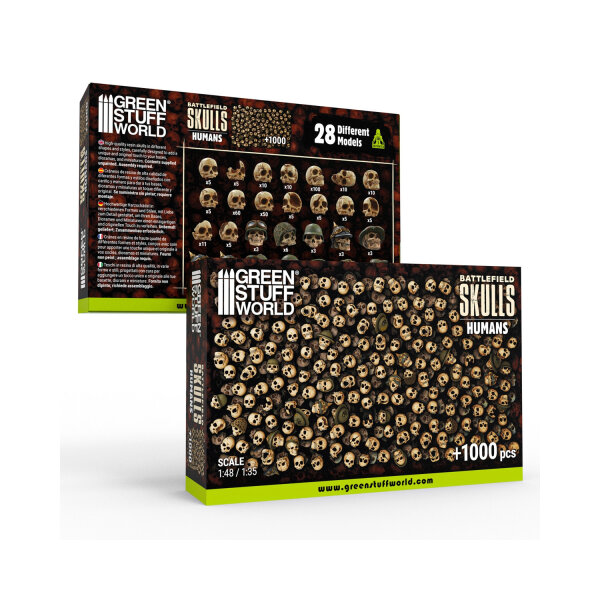 Green Stuff World - 1000x Battlefield Resin Skulls 1:48-1:35