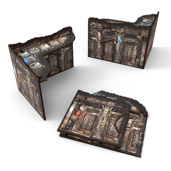 Green Stuff World - Matched Play Pre-Painted Foldable Small L-shaped Ruin - Sci-fi