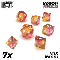 Green Stuff World - 12x D6 16mm Dice - Clear Pink / Orange