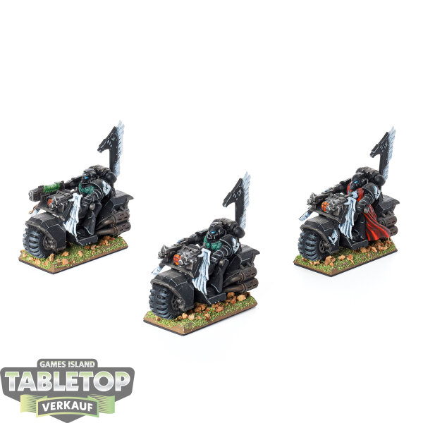 Dark Angels - 3x Ravenwing Bike Squadron - bemalt