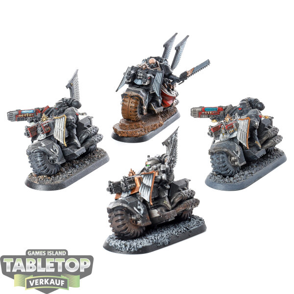 Dark Angels - 4x Ravenwing Bike Squadron klassisch - bemalt