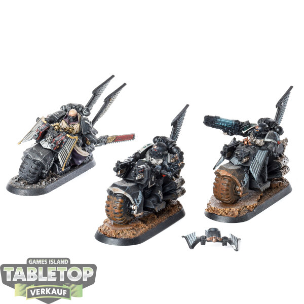 Dark Angels - 3x Ravenwing Bike Squadron klassisch - bemalt