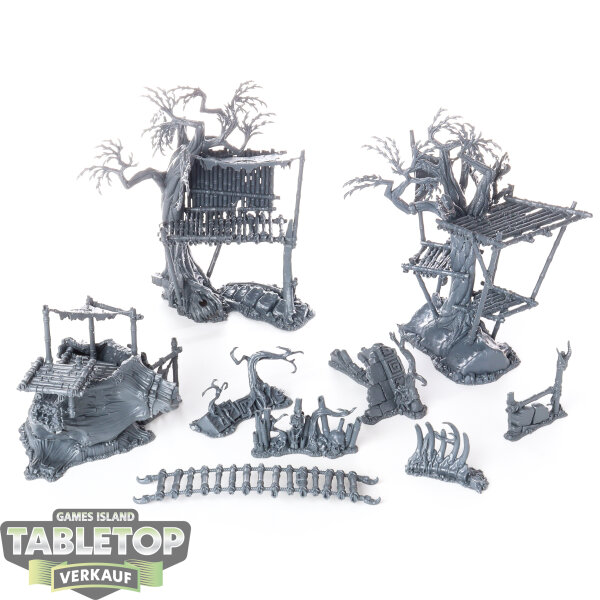 Gelände - 10x Warcry: Sundered Fate Terrain - Gnarlwood Scenerey - unbemalt
