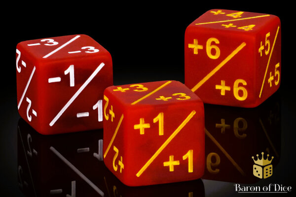 Baron of Dice - +1/ -1 Counters - Matte Red - Set of 12