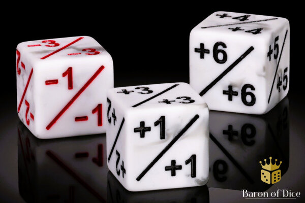 Baron of Dice - +1/ -1 Counters - Matte White - Set of 12