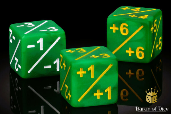 Baron of Dice - +1/ -1 Counters - Matte Green - Set of 12
