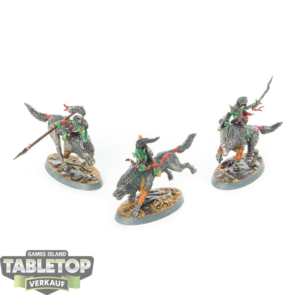 Gloomspite Gitz - 3x Snarlboss and Wolfgit Retinue - bemalt