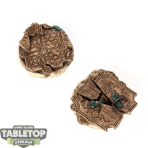 Bases - 2x Temple Bases, Round 40mm - teilweise bemalt