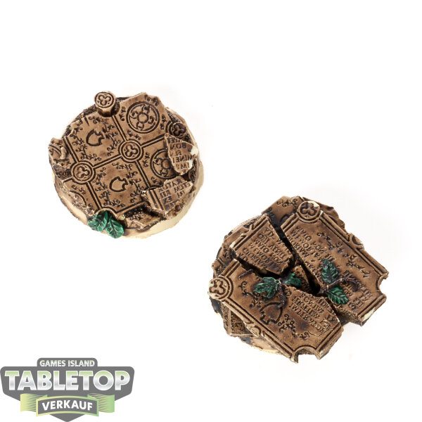 Bases - 2x Temple Bases, Round 40mm - teilweise bemalt