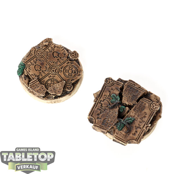 Bases - 2x Temple Bases, Round 40mm - teilweise bemalt