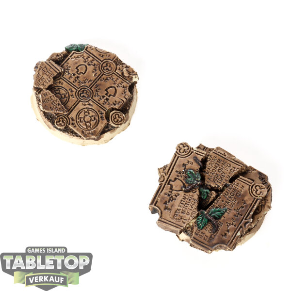 Bases - 2x Temple Bases, Round 40mm - teilweise bemalt