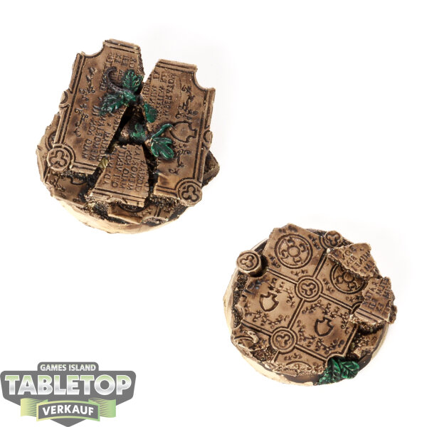 Bases - 2x Temple Bases, Round 40mm - teilweise bemalt