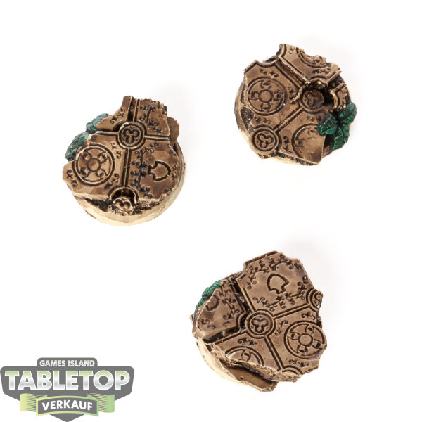 Bases - 3x Temple Bases, Round 25mm - teilweise bemalt