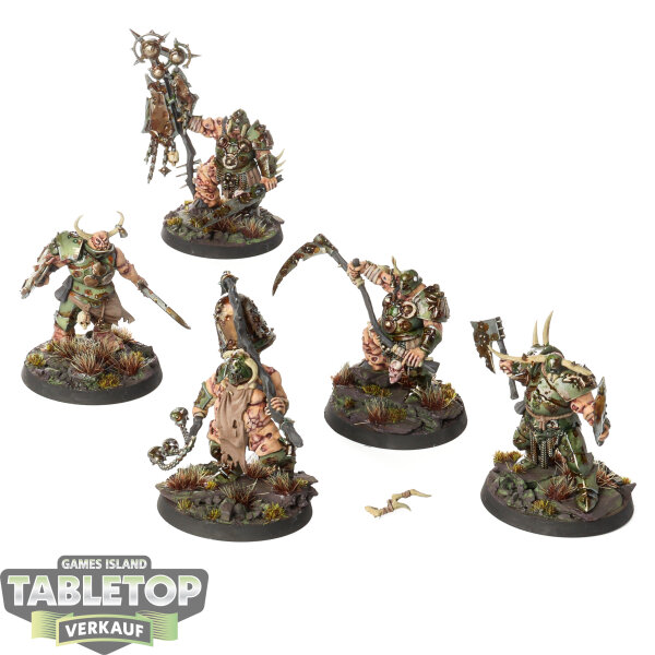 Maggotkin of Nurgle - 5 Putrid Blightkings classic - bemalt
