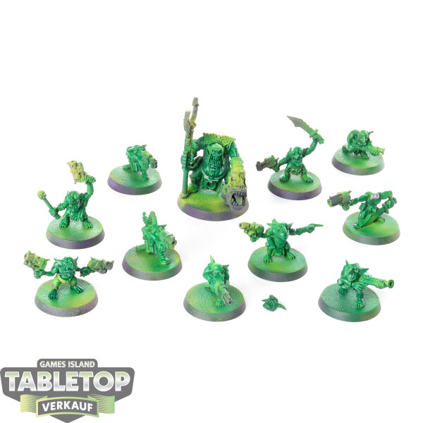 Orks - 10x Ork Gretchin & 1x Runtherd - teilweise bemalt