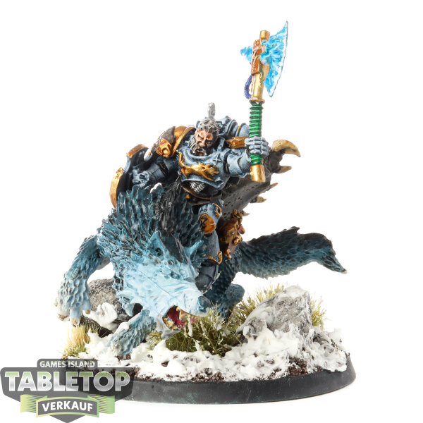 Space Wolves - Wolf Lord on Thunderwolf - bemalt