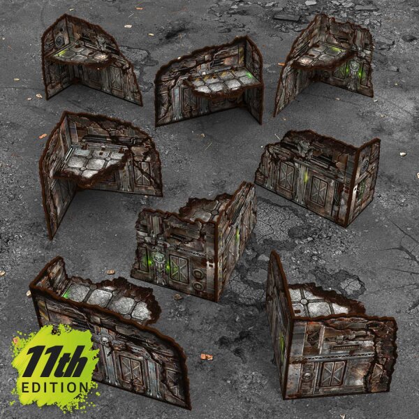 Green Stuff World - Pre-Painted Foldable L-Shaped Ruins 11th Edition (Pack x8)
