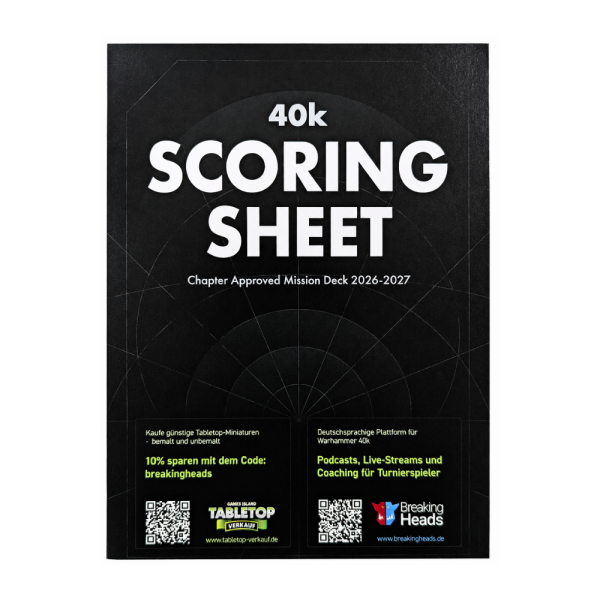 Warhammer 40.000 Scoring Block by Breaking Heads: Chapter Approved 2026-27