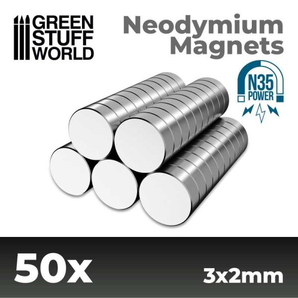 Green Stuff World - Neodymium Magnets 3x2mm - 50 units  (N35)
