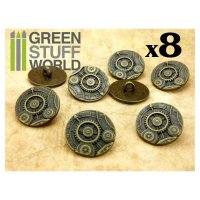 Green Stuff World - 8x Steampunk Buttons GEARS MECHANISM...