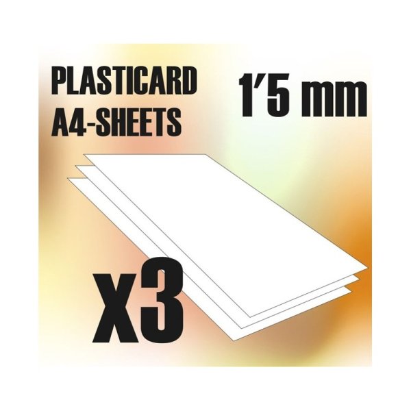 Green Stuff World - ABS Plasticard A4 - 15 mm COMBOx3 sheets