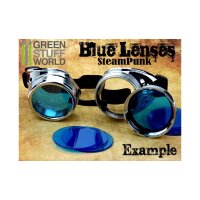 1x pair LENSES for Steampunk Goggles - Color BLUE