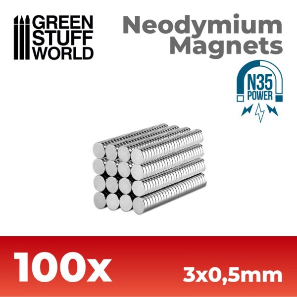 Green Stuff World - Neodymium Magnets 3x05mm - 100 units (N35)