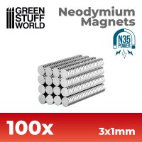 Green Stuff World - Neodymium Magnets 3x1mm - 100 units...