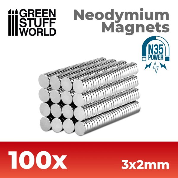 Green Stuff World - Neodymium Magnets 3x2mm - 100 units (N35)