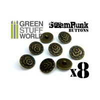 Green Stuff World - 8x Steampunk Buttons BOLTS and GEARS...
