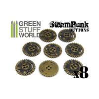 Green Stuff World - 8x Steampunk Buttons SPROCKET GEARS - Bronze