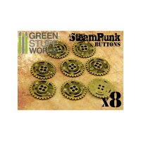 Green Stuff World - 8x Steampunk Buttons SPROCKET GEARS -...