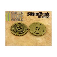 Green Stuff World - 8x Steampunk Buttons SPROCKET GEARS -...