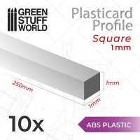 Green Stuff World - ABS Plasticard - Profile SQUARED ROD 1mm