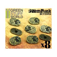Green Stuff World - 8x Steampunk Oval Buttons WATCH...