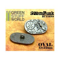 Green Stuff World - 8x Steampunk Oval Buttons WATCH...