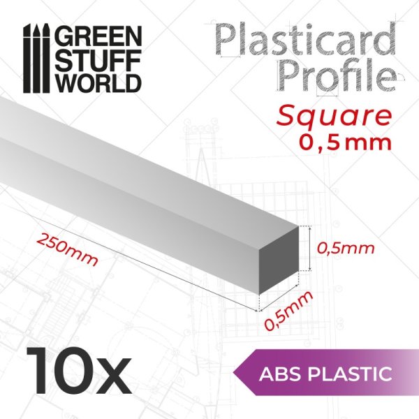 Green Stuff World - ABS Plasticard - Profile SQUARED ROD 0,5mm