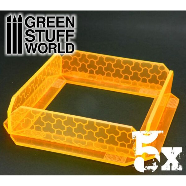 Green Stuff World - 5x Small Energy Walls - Phosphorescent Orange